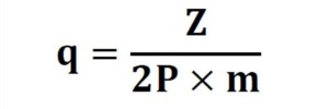 فرمول محاسبه تعداد شیارهای هر فاز در زیر هر قطب از سیم پیچی